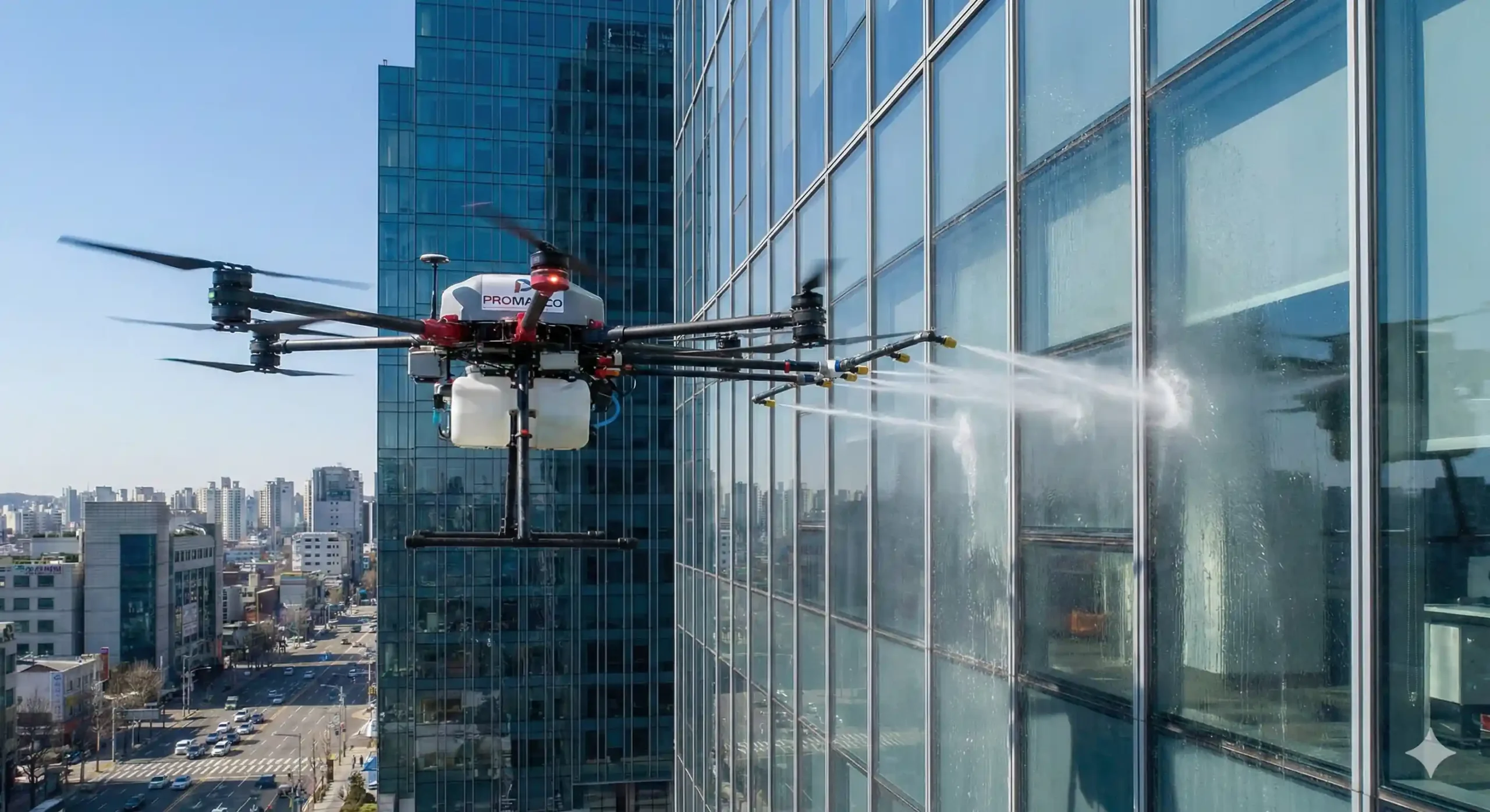 Limpieza de vidrios con dron