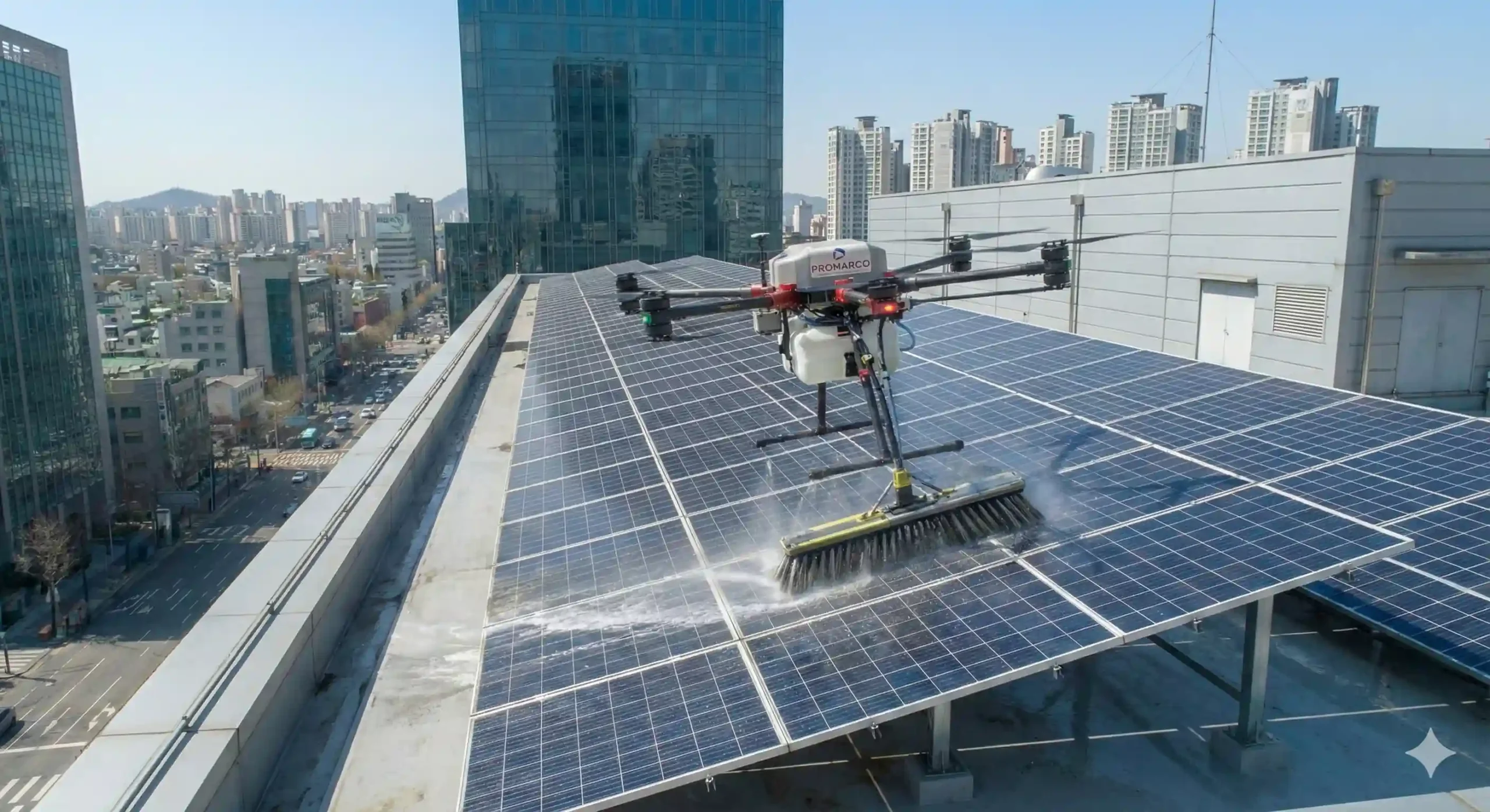 Limpieza de placas solares con dron