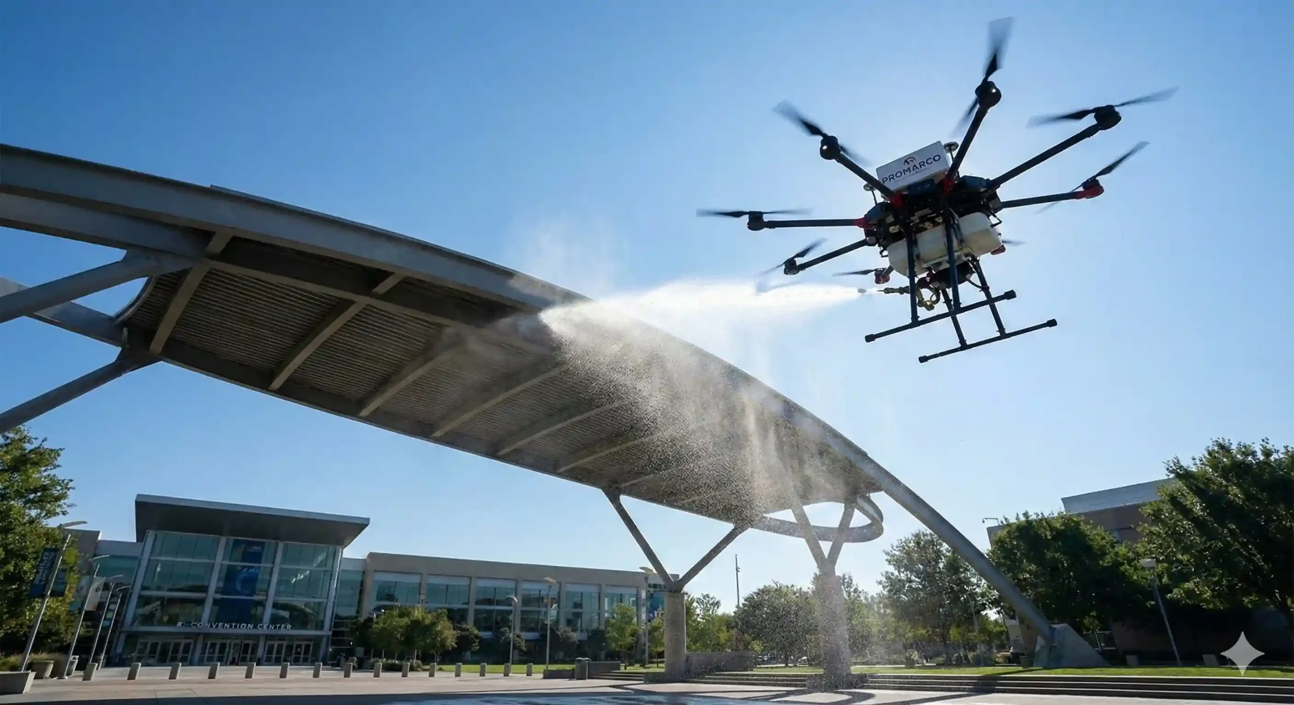 Dron con hidrolavadora