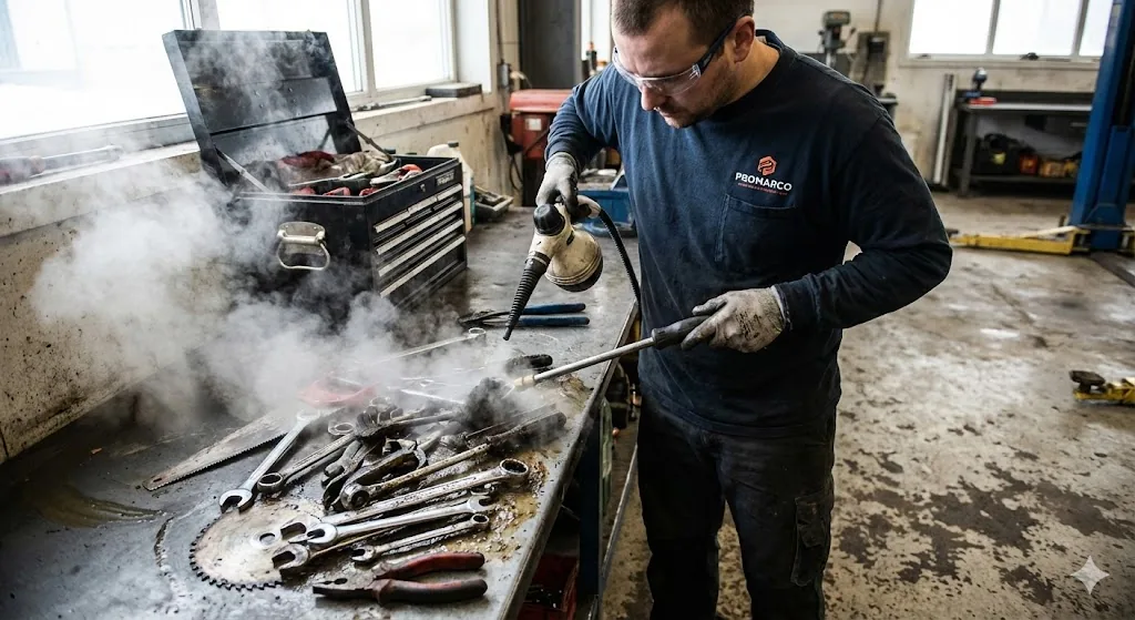 Limpieza a vapor de herramientas