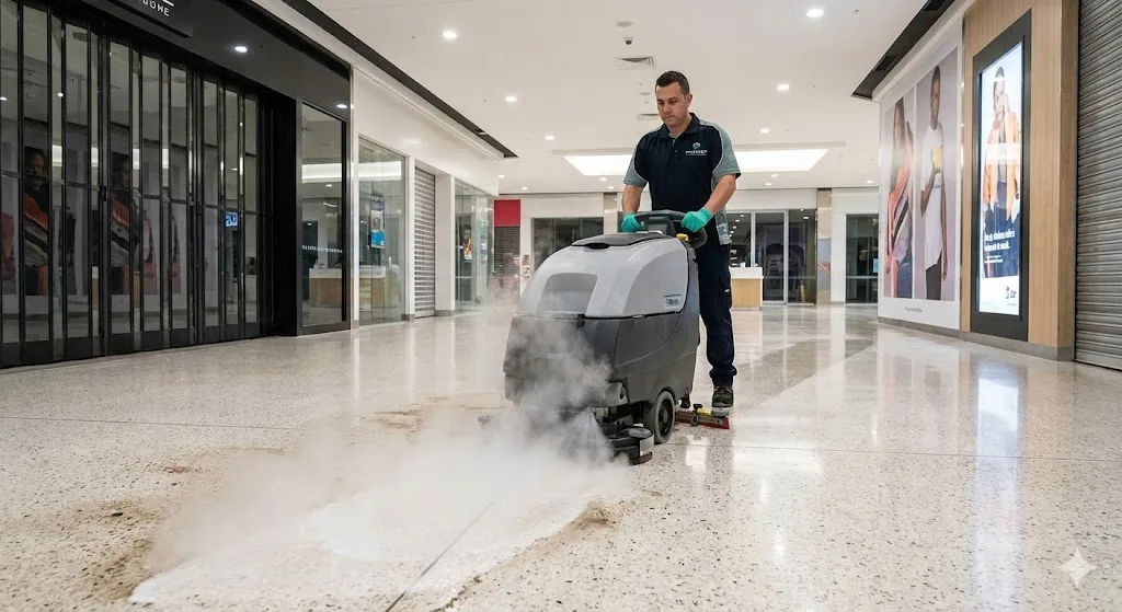 Limpieza a vapor de superficies comerciales